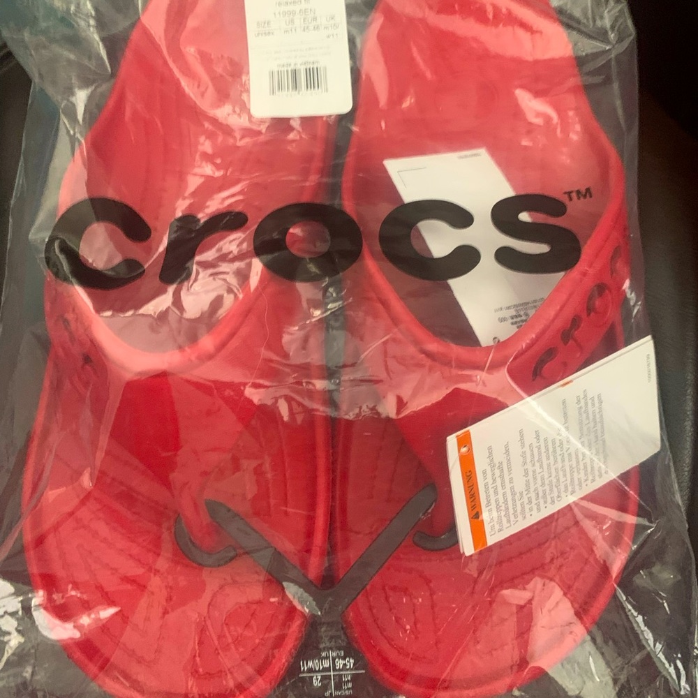 Mens Red Crocs Flip- Flops. Brand New. Never Worn.